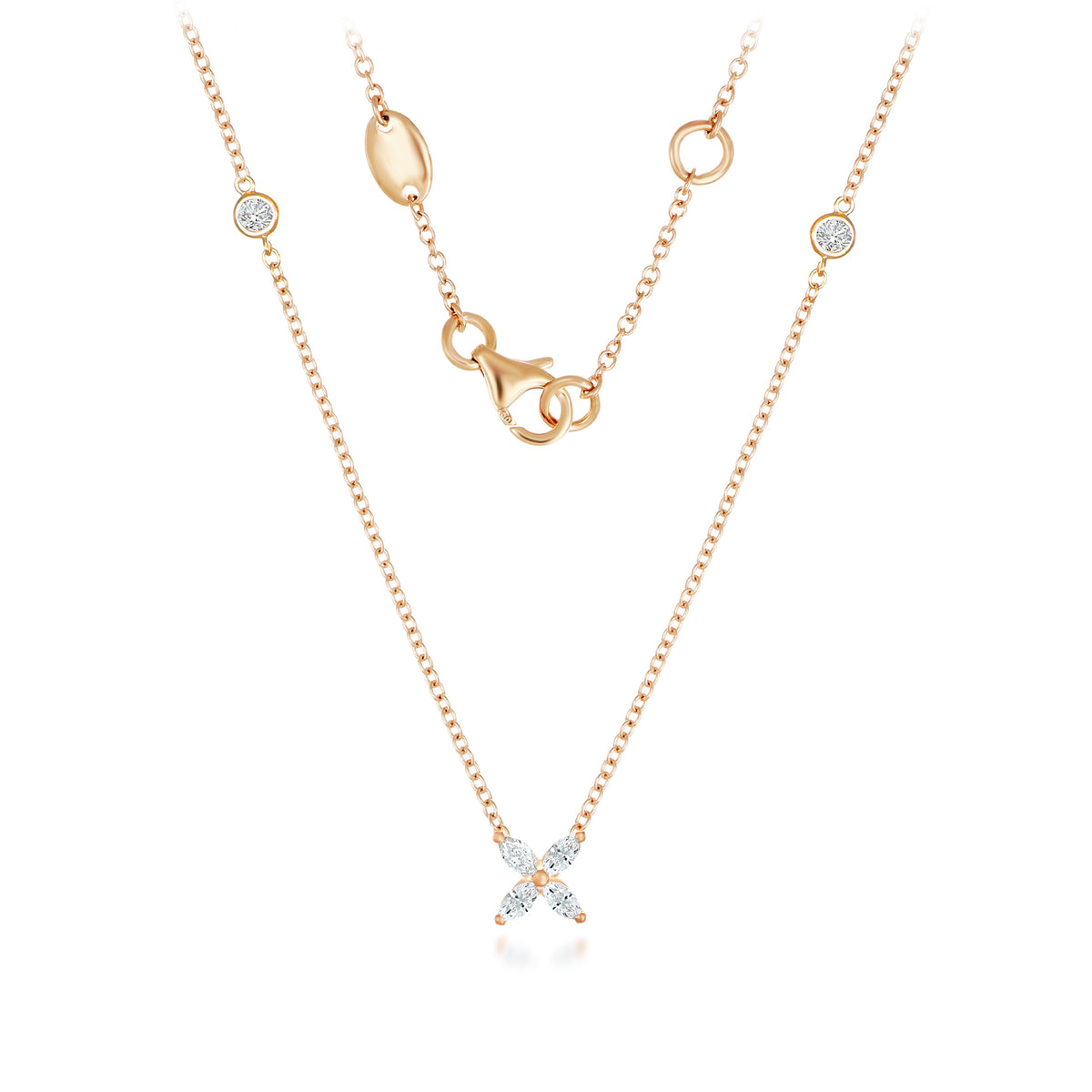 Astra Floral Marquise Diamond Pendant