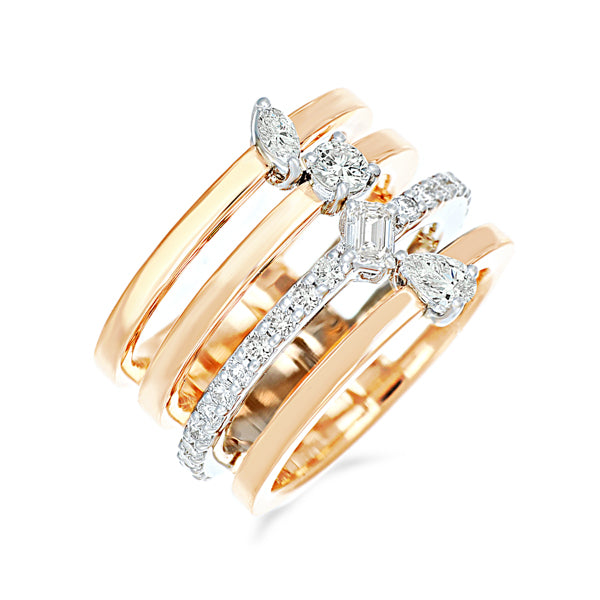 Multicut Four Rows Diamond Ring
