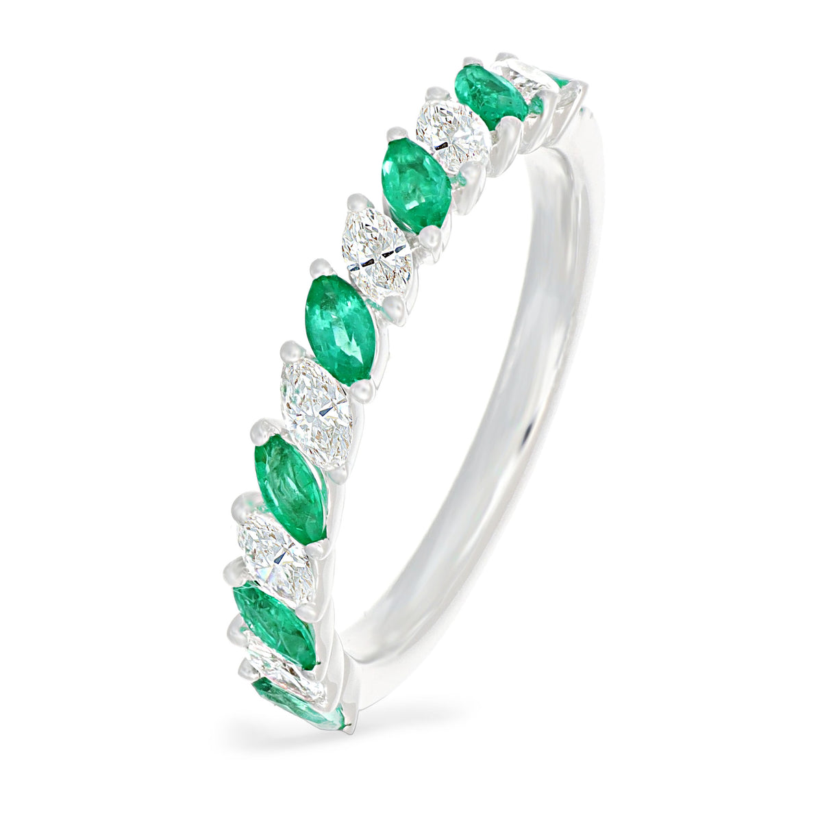 Marquise Sapphire & Diamond Half Eternity Ring