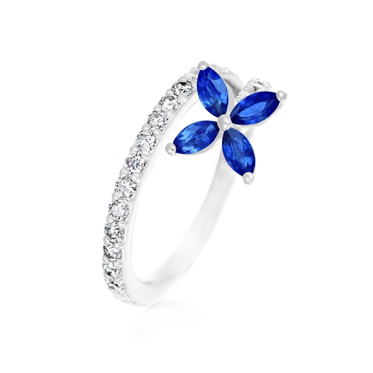 Astra Marquise Emerald & Sapphire Flower Ring