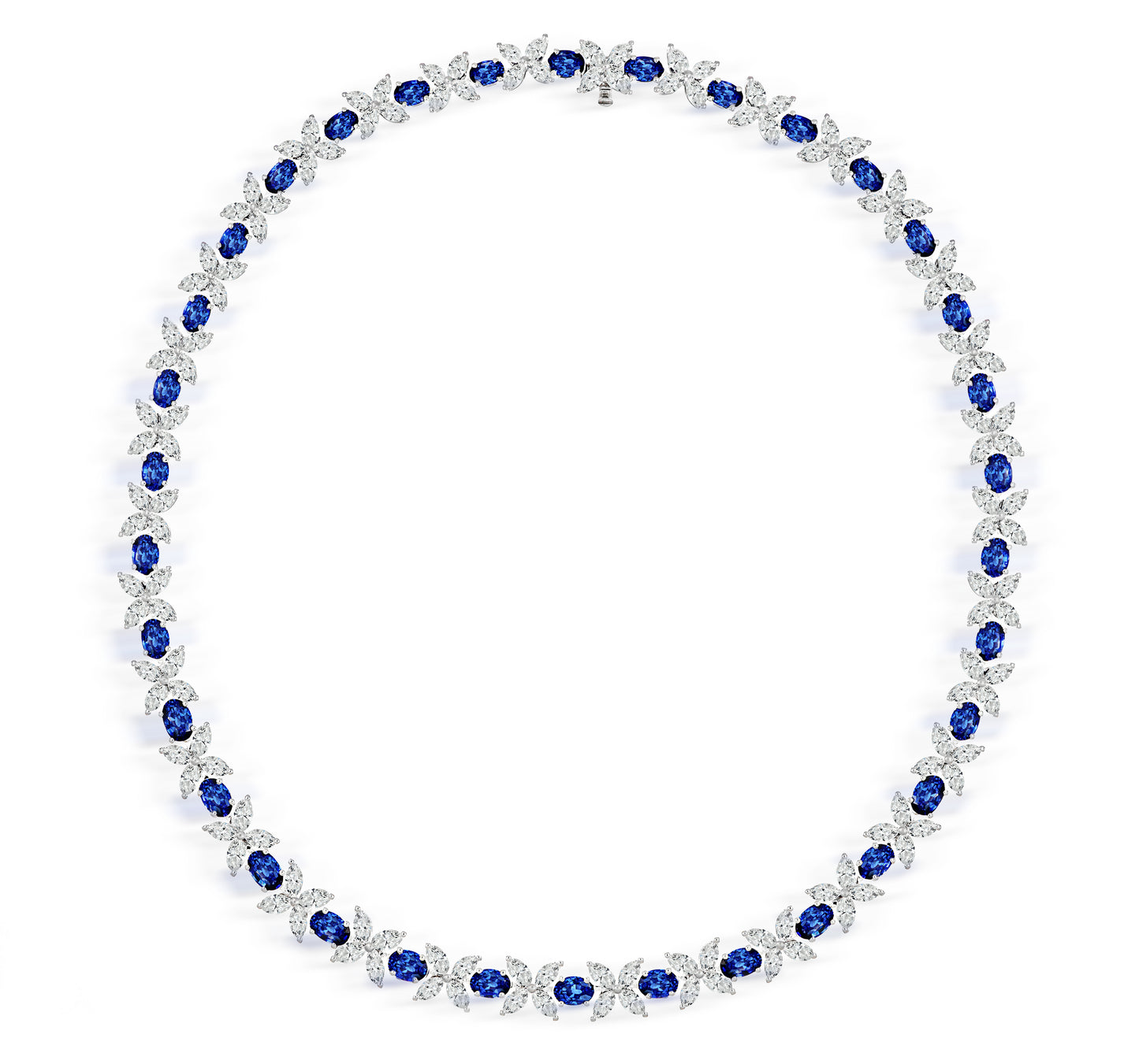 Blue Sapphire & Diamond Marquise Necklace