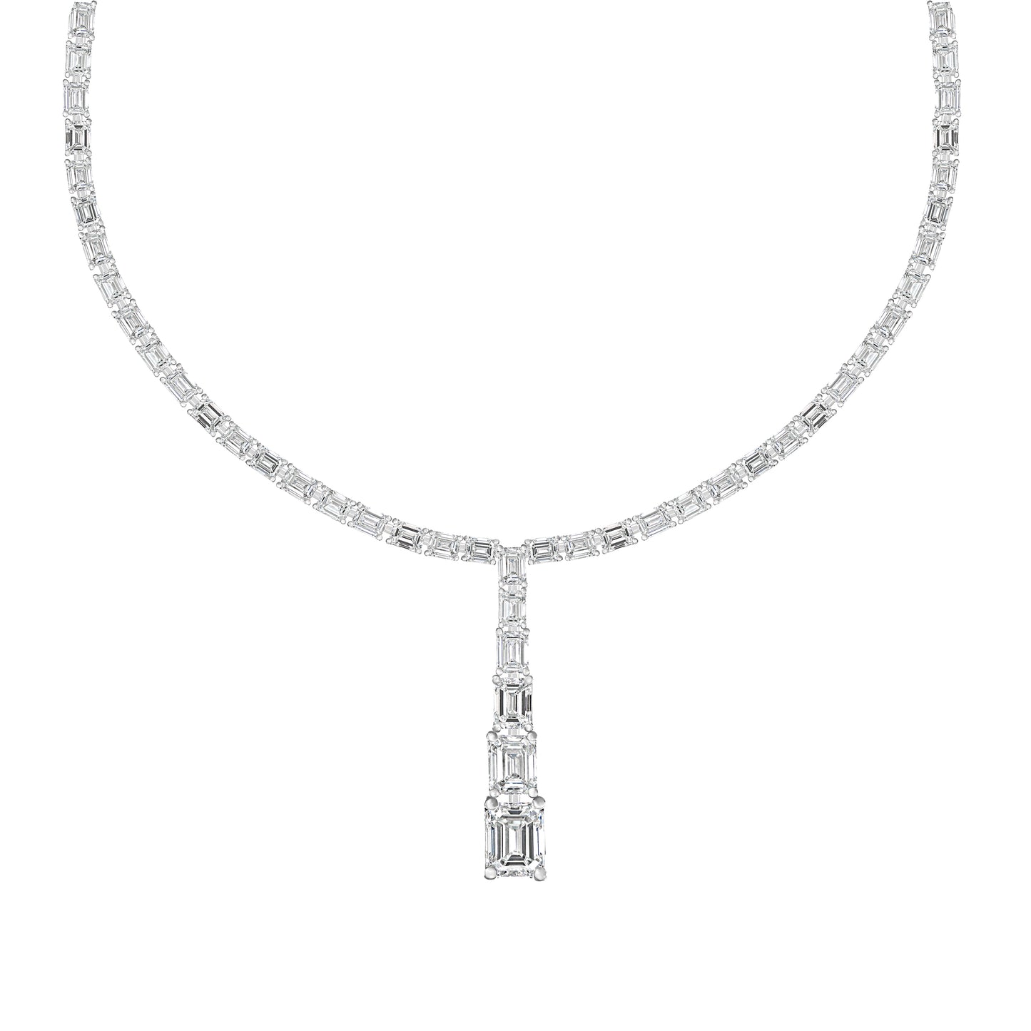 Emerald-cut Diamond Tennis Necklace