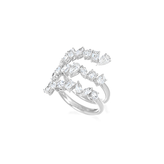 Multicut Three Rows Diamond Ring