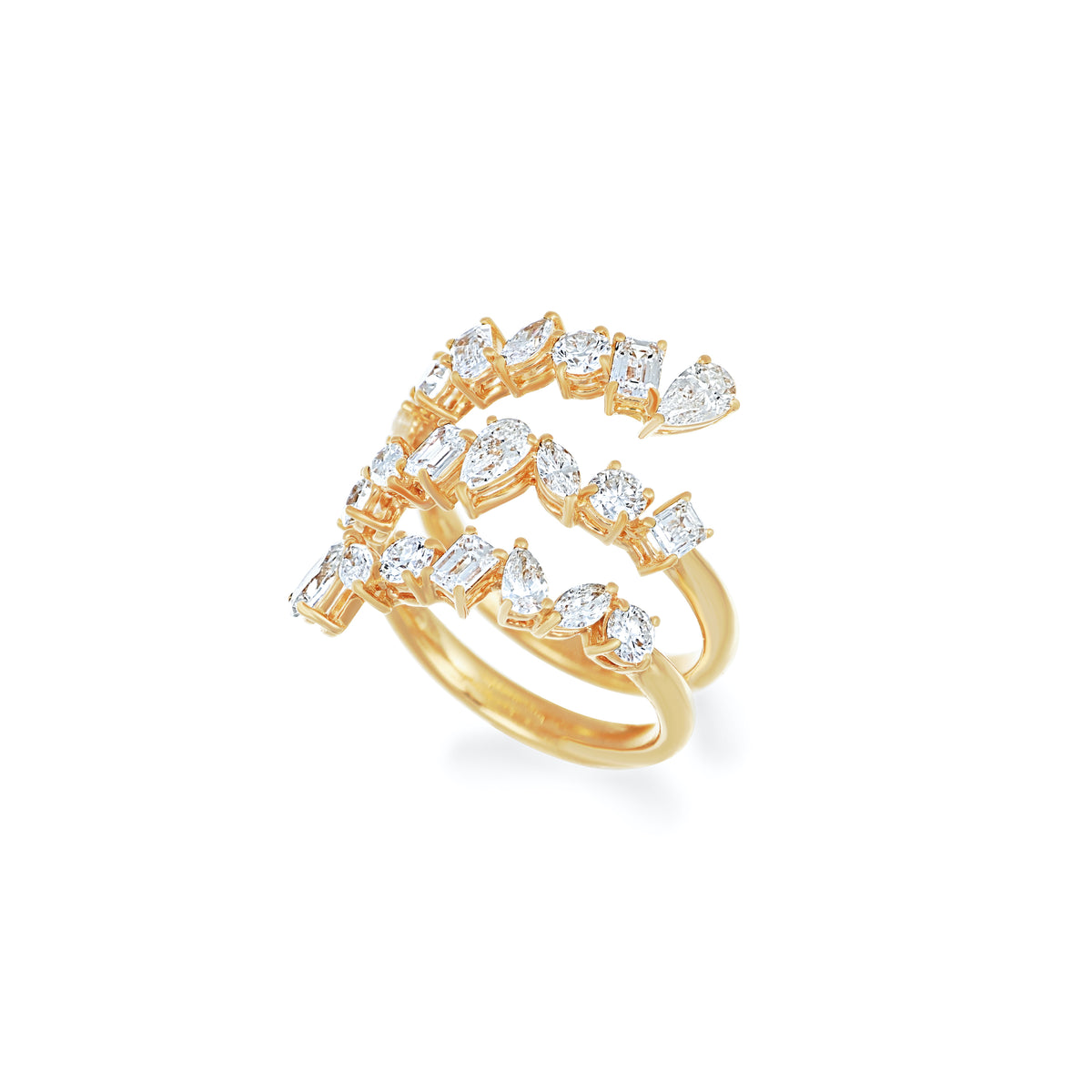 Multicut Three Rows Diamond Ring