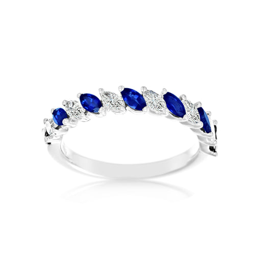 Marquise-cut Diamond & Emerald/Sapphire Ring