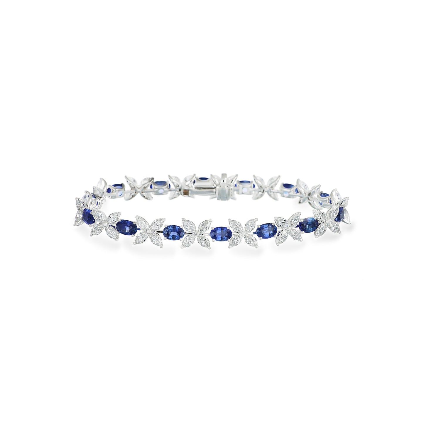 Blue Sapphire & Diamond Marquise Bracelet