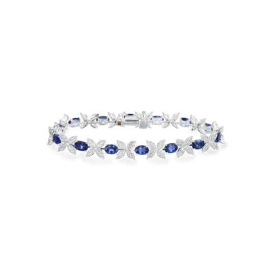 Blue Sapphire & Diamond Marquise Bracelet