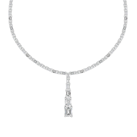 Emerald-cut Diamond Tennis Necklace