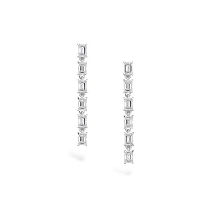 Emerald-cut Diamond Tennis Earrings