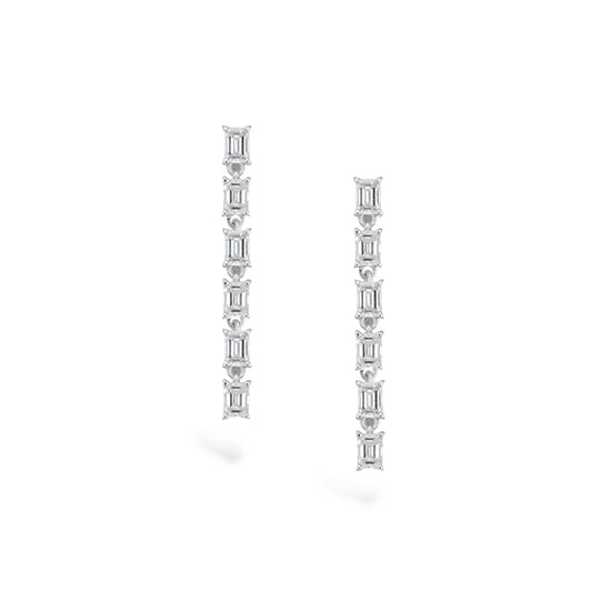 Emerald-cut Diamond Tennis Earrings