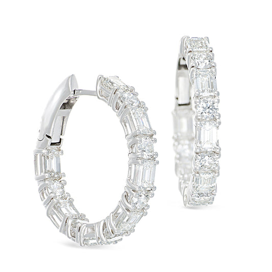 Emerald-cut Diamond Hoop Earrings
